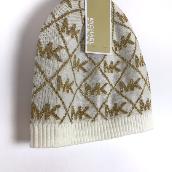 Michael Kors | Fall 2018 Gold Logo Beanie Hat - Picture 2 of 4